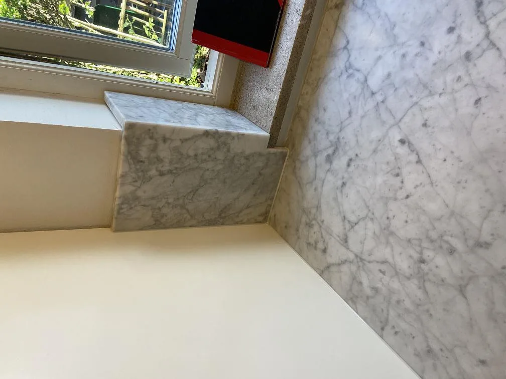 Køkkenbordplade i Carrara C-marmor, Malmö – billede 3