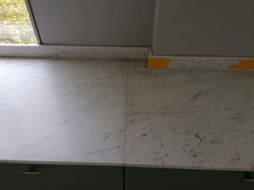 Køkkenbordplade i Carrara C-marmor, Västervik – billede 2