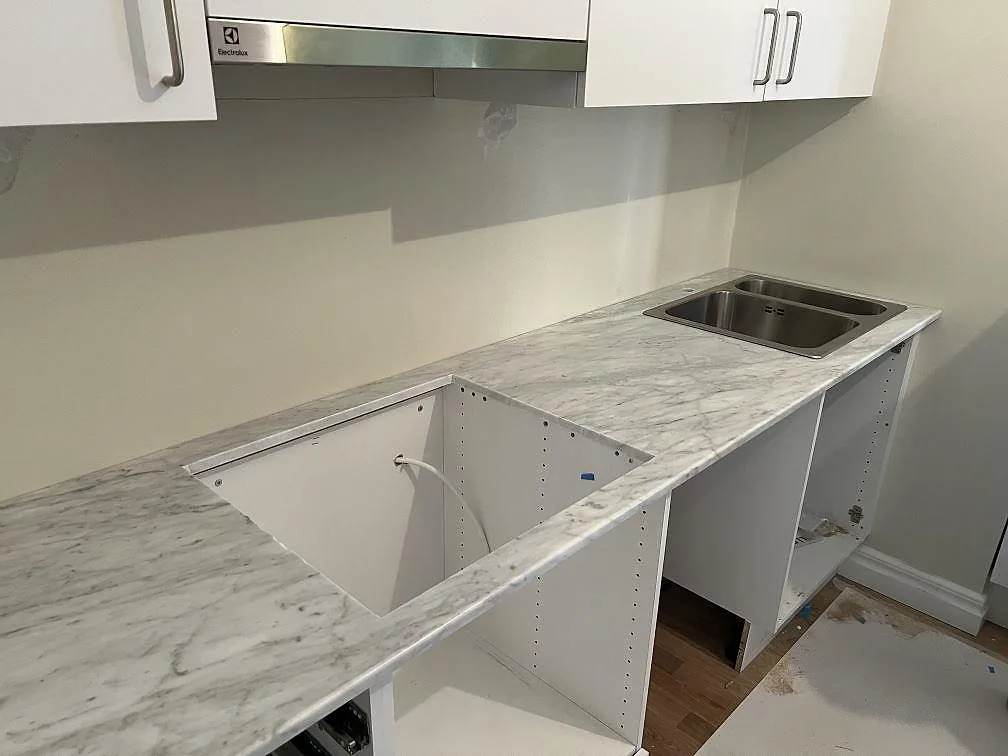 Gennemført projekt: Køkkenbordplade i Carrara C, Trollhättan.