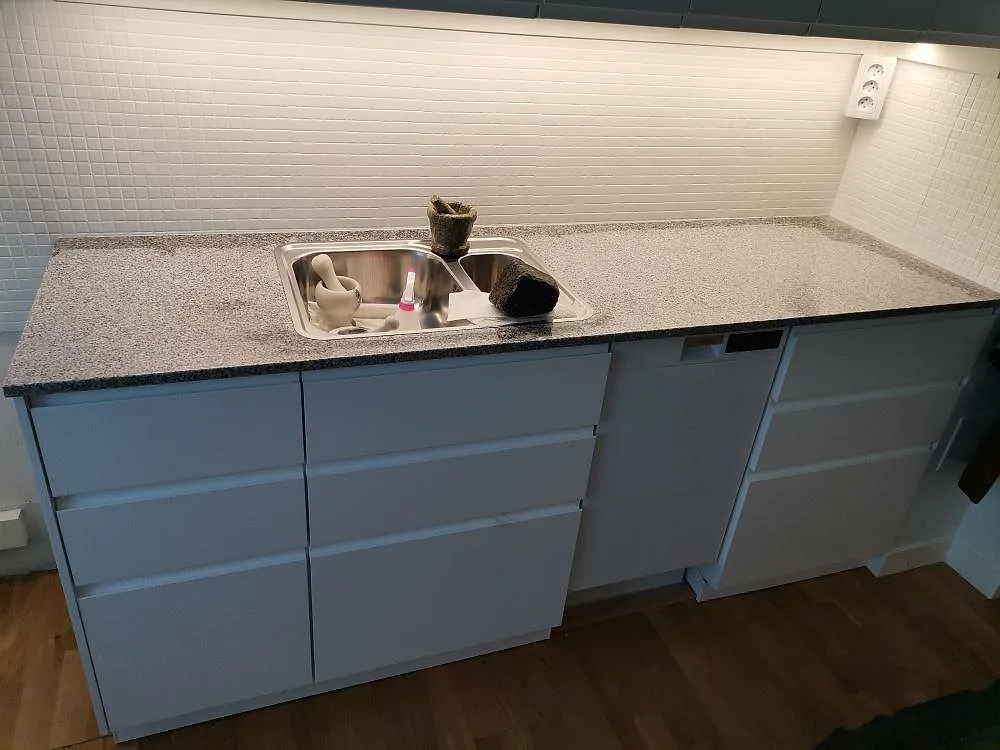 Køkkenbordplade i Grigio Cristallo, Sundbyberg