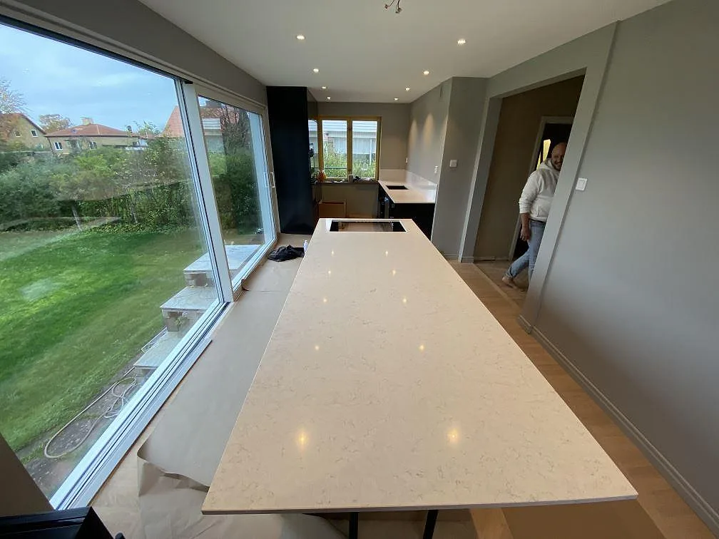 Gennemført projekt: Køkkenbordplade i Silestone Blanco Orion, Malmö.