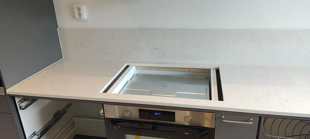 Køkkenbordplade i Silestone Snowy Ibiza, Hjärup