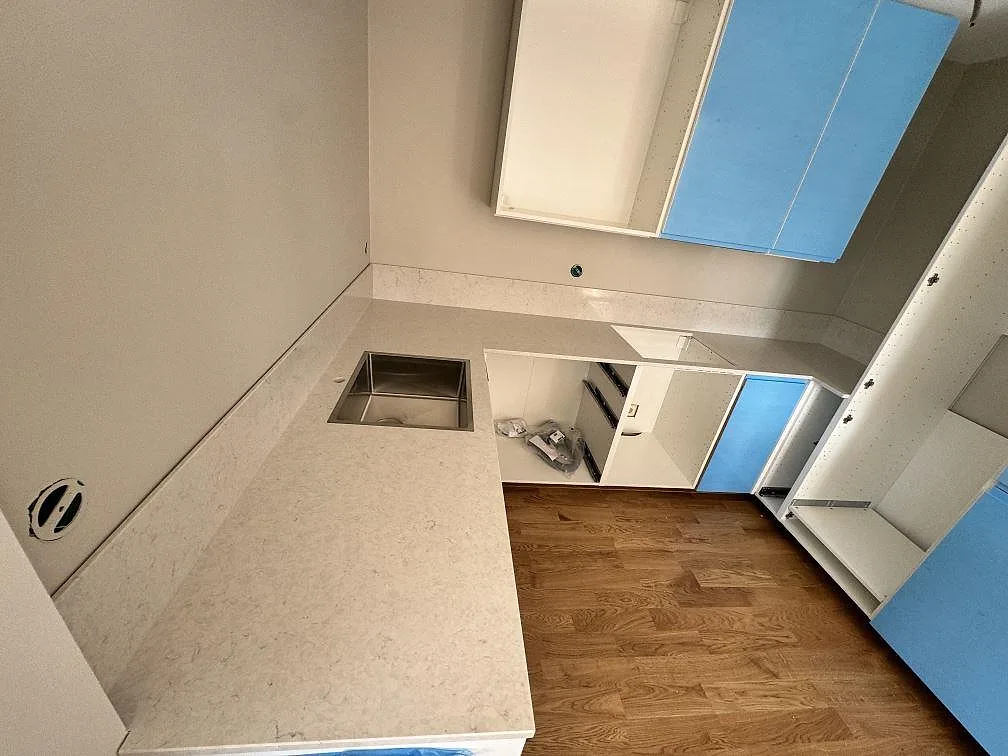 Gennemført projekt: Køkkenbordplade i Silestone Snowy Ibiza, Rydebäck.