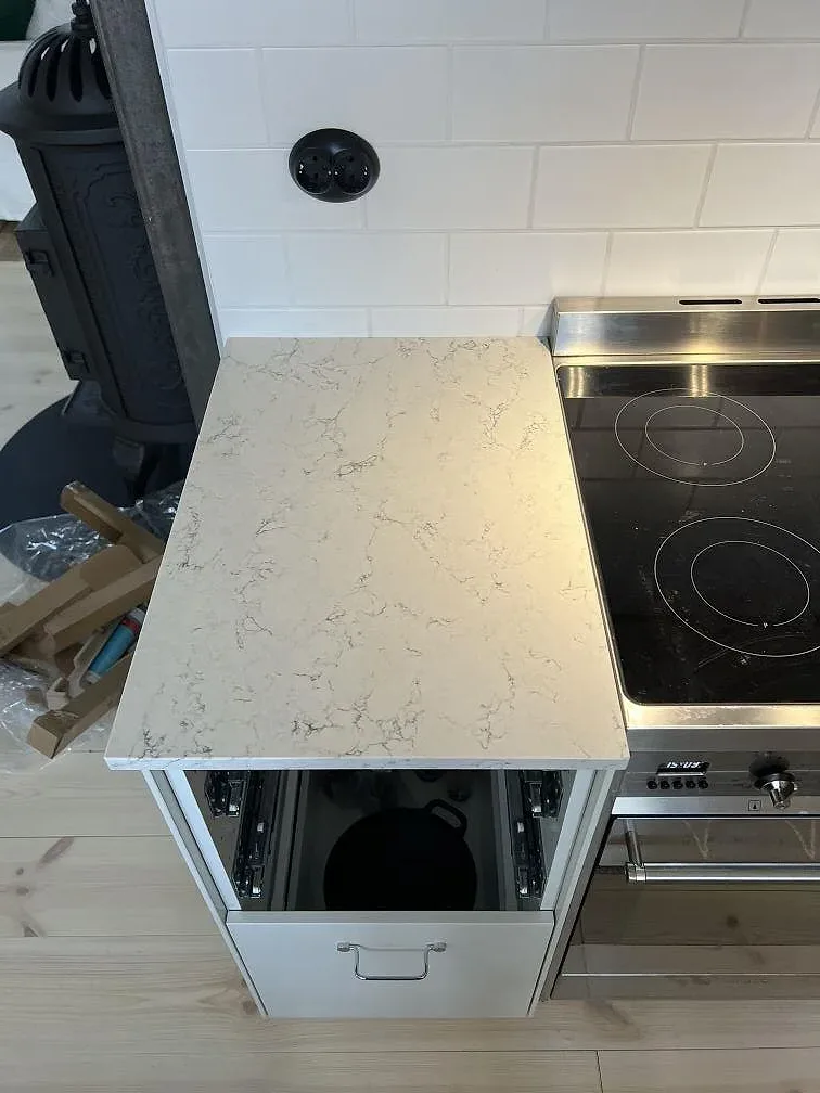 Køkkenbordplade i Silestone White Arabesque, Villands Vånga – billede 6