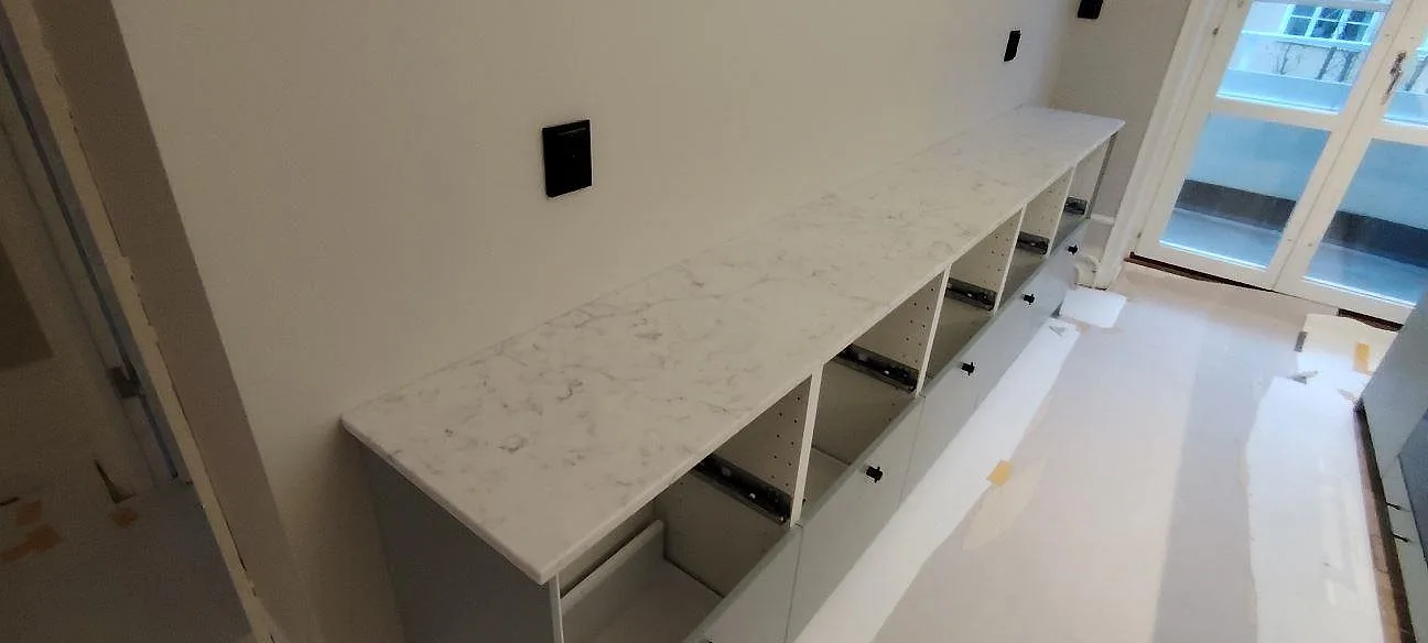 Køkkenbordplade i Technistone Mystery White, Stockholm – billede 3