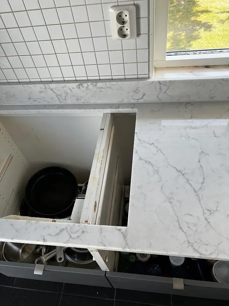 Køkkenbordplade i Technistone Mystery White, Uddevalla – billede 6