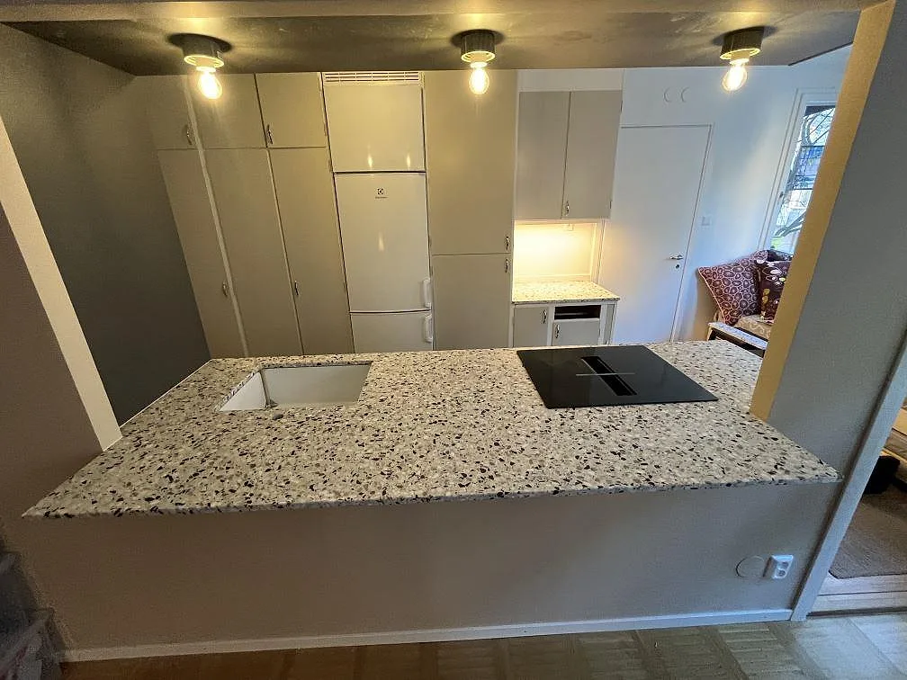 Gennemført projekt: Køkkenbordplade i Terrazzo GV, Stockholm.
