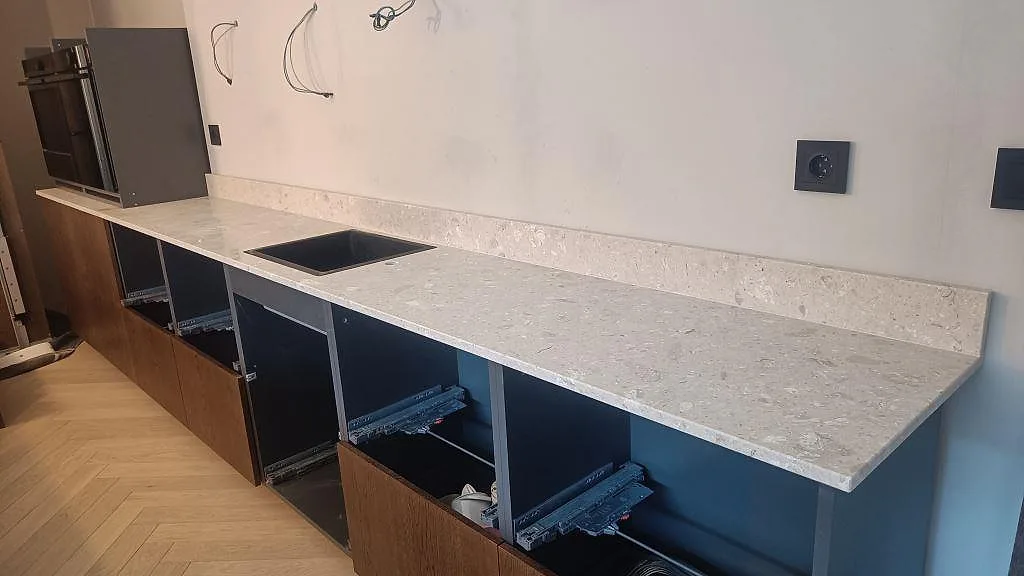 Køkkenbordplade i Terrazzo Perlato Royal, Limhamn